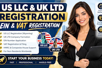 register your US UK llc ein number company registration vat registration