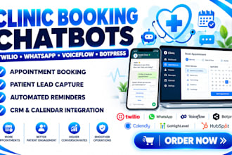 clinic booking chatbots twilio zoho whatsapp voiceflow botpress calendly hubspot