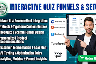 setup interactive quiz funnels via octane ai revenuehunt prehook typeform