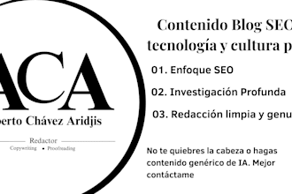 escribir un blog SEO sobre cine, series, gaming o tecnología