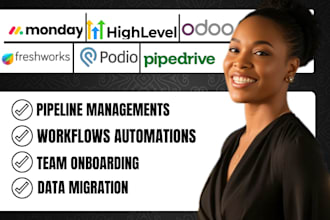 setup mondaycrm podio odoo  gohigh level pipedrive freshworks hubspot notion