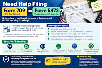 prepare form 709 and 5472 filing for irs compliance