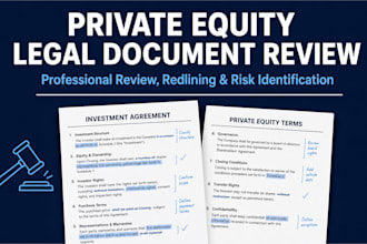 review and redline private equity and investment legal documents