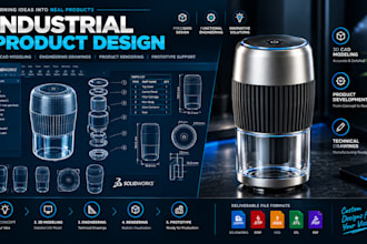 do 3d product modeling, dfm cad design with cad drawing and product rendering