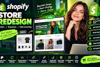 redesign shopify store, redesign shopify website, fix shopify website, shopify