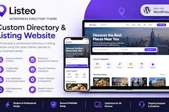 develop a custom directory or listing wp website using listeo theme