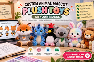 design custom animal mascot plush toys for your brands
