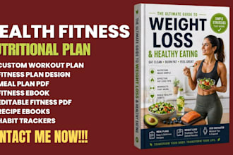 design health fitness wellness workbook, nutritional plan canva PDF