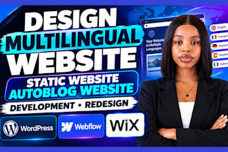 design multilingual website static website autoblog website development redesign