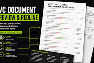 review and redline your venture capital investment and legal documents