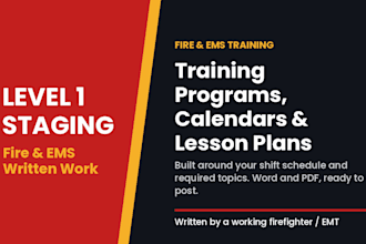 write a fire department training program, calendar, and lesson plans