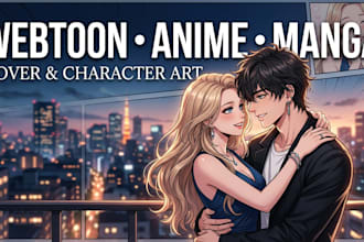 create webtoon cover children anime manga graphic novel character illustration