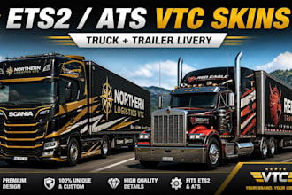 design premium ets2 ats vtc truck and trailer skins