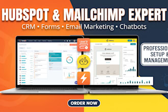 setup hubspot CRM, forms, email marketing, chatbot and mailchimp