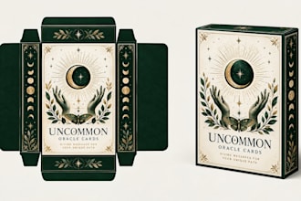 design card game packaging, booster pack, mpc tuck box, rigid box with dieline