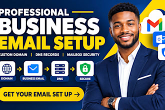 setup professional business email, custom domain, dns records, mailbox security