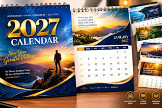 design custom 2027 wall or desk calendar yearly monthly calendar planner journal