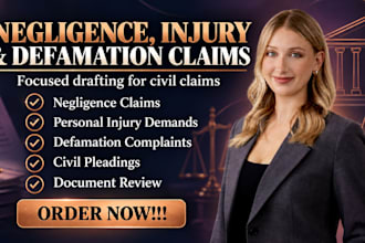 draft negligence, personal injury and defamation claim documents