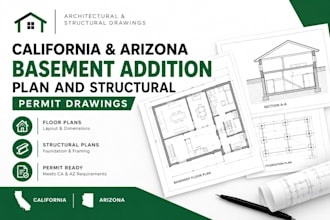 create california and arizona basement addition plans and structural drawings