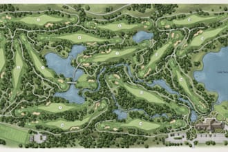 design vector golf course map, scorecard, and map illustration