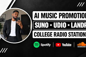 promote ai suno music udio landr to college radio station