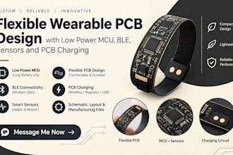 flexible wearable pcb design with low power mcu, ble, sensors and pcb charging
