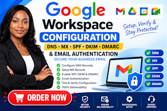 configure google workspace dns mx spf dkim dmarc and email authentication