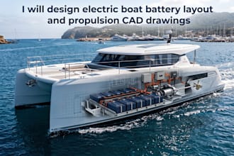 design electric boat battery layout and propulsion cad drawings