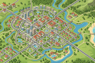 design a custom tourist travel destination map, city map resort hotel airbnb map