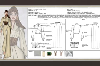 create a fashion technical drawing fashion flat sketch technical sketch fashion