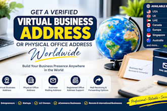 provide verified virtual business address or physical office address worldwide