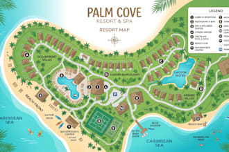 design 2d 3d vector maps for resort, campground, rv park, theme park