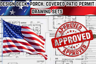create detailed deck, porch, covered patio permit drawing sets