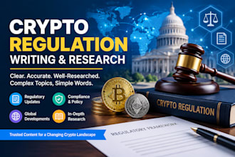write crypto regulation, blockchain policy and compliance articles