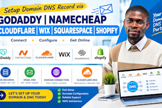 setup domain dns record via godaddy namecheap cloudflare wix squarespace shopify