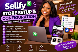 set up sellfy store, products, payments, email marketing and print on demand