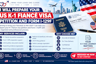 prepare your complete US k1 fiance visa petition and I 129f