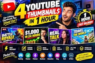 design 5 amazing youtube thumbnail in 1 hours