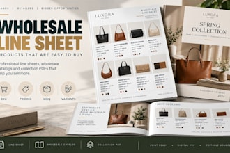 design product line sheet, wholesale catalog and collection PDF