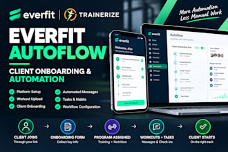 set up everfit, trainerize, upload workouts and automate client onboarding