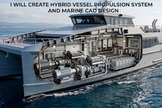 create hybrid vessel propulsion system and marine cad design