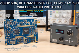 develop sdr, rf transceiver pcb, power amplifier, wireless radio prototype