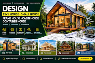 design tiny house, small house, frame house, cabin house, container house