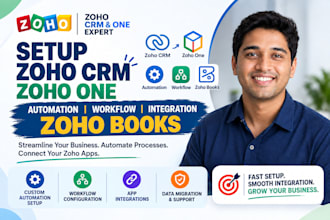 setup zoho CRM zoho one automation workflow integration zoho books