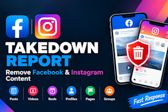 submit professional takedown reports to remove facebook and instagram content