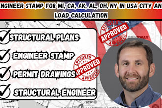 engineer stamp for mi, ca, ak, al, oh, ny in USA city and load calculation