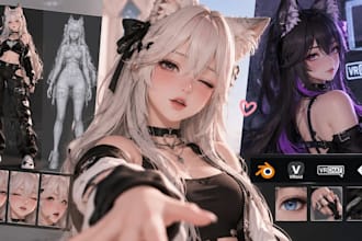 create 3d character for 3d vtuber, vrchat, 3d model, rigging, anime and 3d vroid