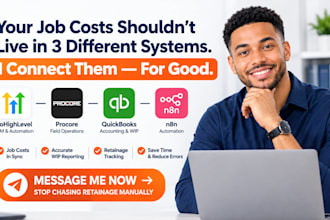 gohighlevel procore contractor foreman quickbooks wip reporting retainage n8n