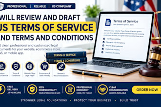 review and draft US terms of service and terms and conditions