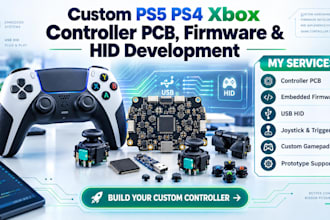 custom ps5 ps4 xbox controller pcb, firmware and hid device development